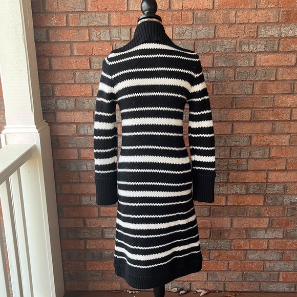 Yuka Wool Striped Diagonal Zip Up Cardigan Sweater Duster - Picture 4 of 12